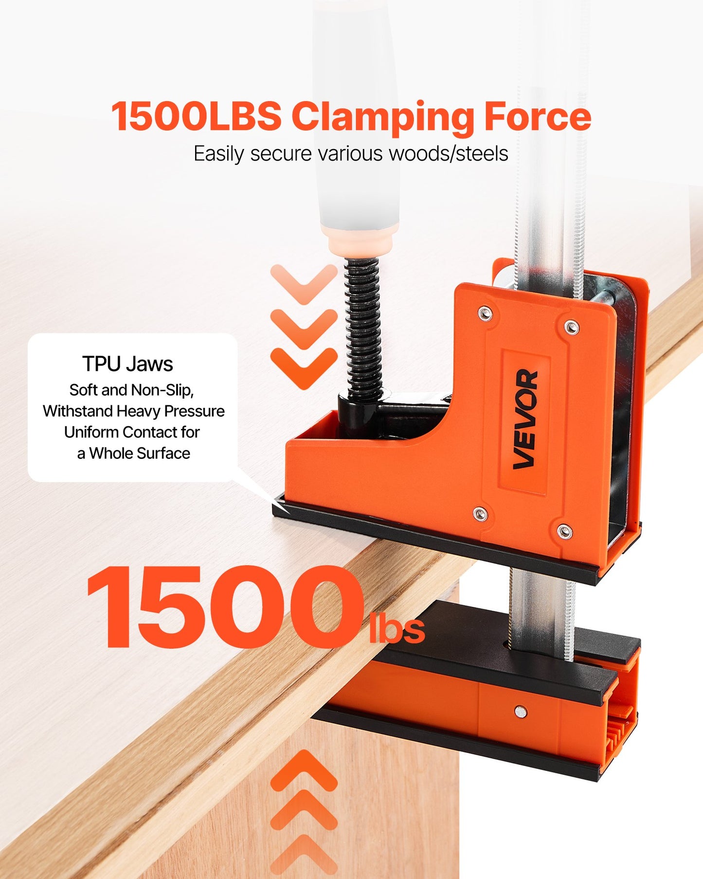Bar Clamps for Woodworking, 2-Pack 30 inch Parallel Clamp Set, F-Clamp with 1500 lbs Load Limit, Even Pressure, High-strength Plastic and Carbon Steel, for Woodworking Metal Working, Orange