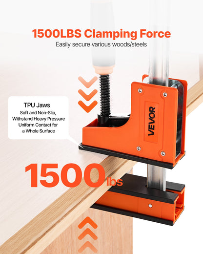 Bar Clamps for Woodworking, 2-Pack 30 inch Parallel Clamp Set, F-Clamp with 1500 lbs Load Limit, Even Pressure, High-strength Plastic and Carbon Steel, for Woodworking Metal Working, Orange