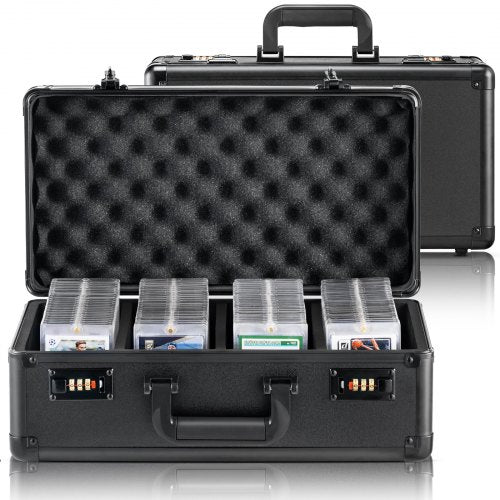 Graded Card Storage Box, 4 Slots, Graded Sports Cards Holder Carrying Case with Coded Lock Foam Dividers, for 120 PSA Graded Cards 84 BGS Cards 96 SGC Cards 428 Top Loaders or 999+ Loose Cards