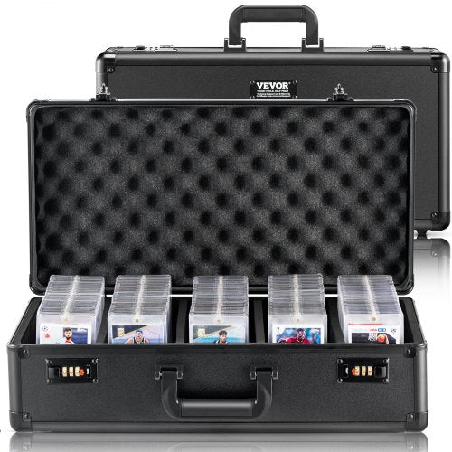 Graded Card Storage Box, 5 Slots, Graded Sports Cards Holder Carrying Case with Coded Lock Foam Dividers, for 162 PSA Graded Cards 115 BGS Cards 130 SGC Cards 585 Top Loaders or 999+ Loose Cards