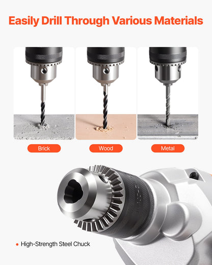 Drill Mixer, 1/2 inch Corded Electric Drill Mixer Set, 0-850RPM 5.4A Mixing Drills, Mixing Drills Machine with D-Handle for Drilling & Blending, Handheld Cement Mixers for Fodder, Paint, Cement