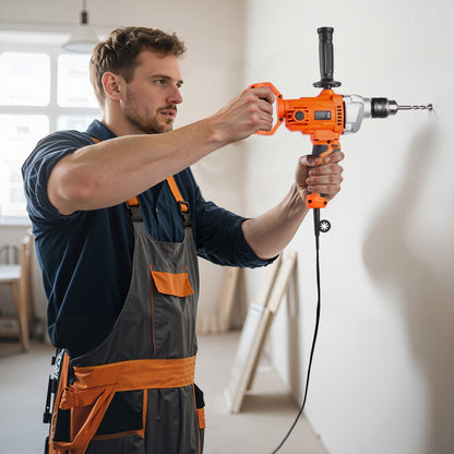 Drill Mixer, 1/2 inch Corded Electric Drill Mixer Set, 0-850RPM 5.4A Mixing Drills, Mixing Drills Machine with D-Handle for Drilling & Blending, Handheld Cement Mixers for Fodder, Paint, Cement