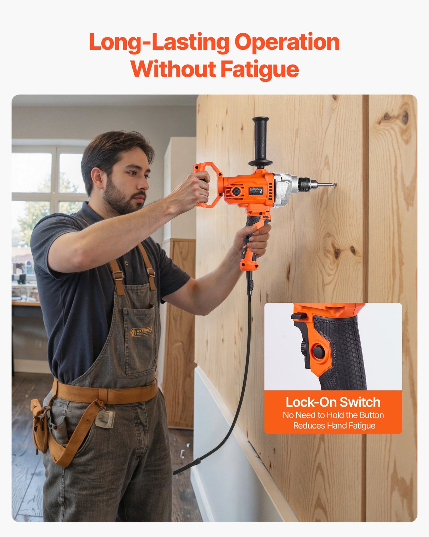 Drill Mixer, 5/8 inch Corded Electric Drill Mixer Set, 0-850RPM 5.8A Mixing Drills, Mixing Drills Machine with D-Handle for Drilling & Blending, Handheld Cement Mixers for Fodder, Paint, Cement