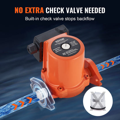 009-BF5-J Hot Water Recirculating Pump, 110V, 180W 10 GPM Hot Water Circulation Pump, 3/4" NPT Flange 3-Speed Circulator Pump, Quiet Operation Circulator Pump for Home Water Heater System