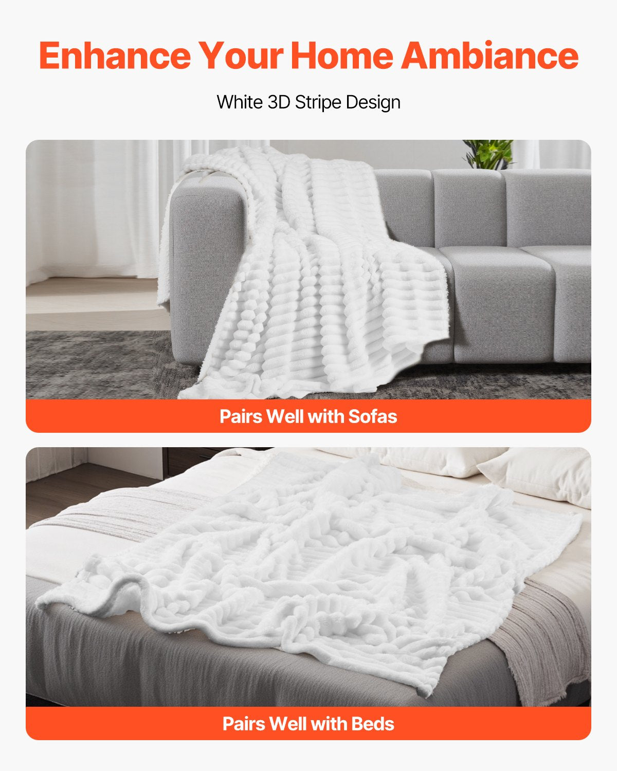 Fleece Throw Blanket, 50 x 60 Inches / 1270 x 1524 mm, Flannel Fleece Cozy Throw Blankets, Cute Small Fuzzy Throws, Lightweight Super Soft Bed Blanket, Ideal for Couch, Sofa, Bedroom, White
