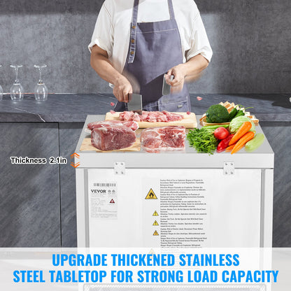 28" Commercial Frozen Refrigerator Sandwich & Salad Prep Table, 7.4 Cu. Ft Stainless Steel Refrigerated Food Prep Station with 1 Door, Frost Free Refrigerator with Lock for Restaurant, Bar