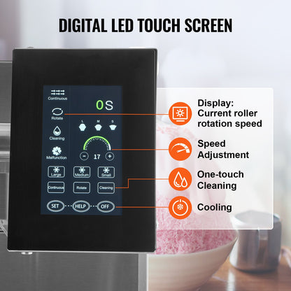 Handelsschneeflocken-Eiscreme-Maschine 507LBS/24H Edelstahl für Eiscreme