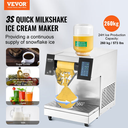 Handelsschneeflocken-Eiscreme-Maschine 573LBS/24H Edelstahl für Eiscreme