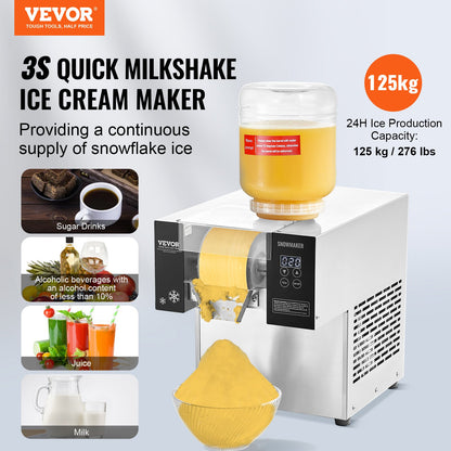 Handelsschneeflocken-Eiscreme-Maschine 276LBS/24H Edelstahl für Eiscreme