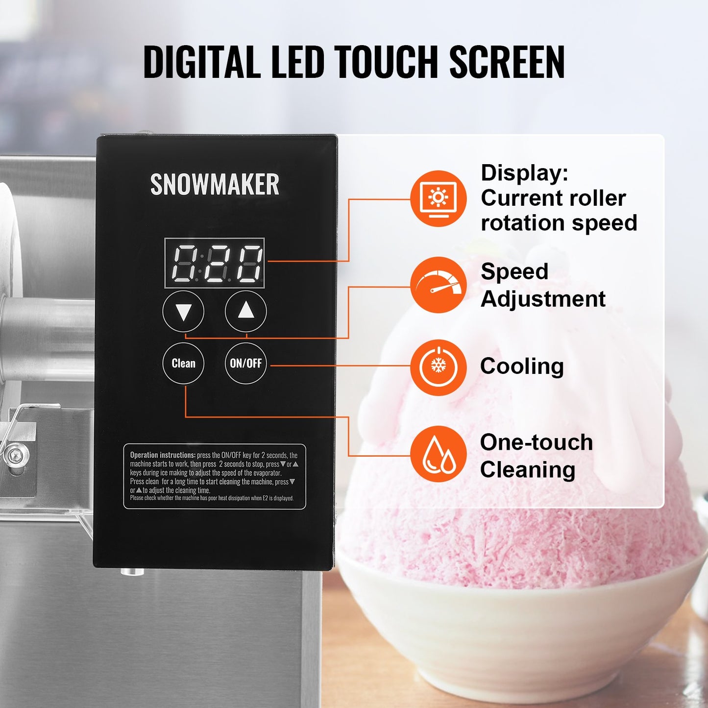 Handelsschneeflocken-Eiscreme-Maschine 276LBS/24H Edelstahl für Eiscreme