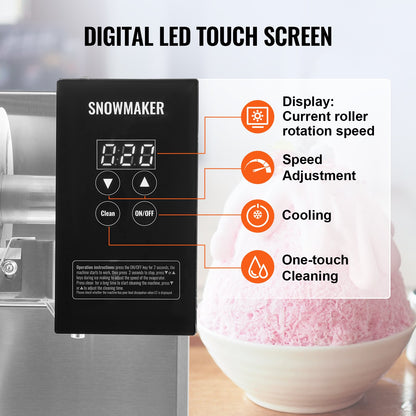 Handelsschneeflocken-Eiscreme-Maschine 276LBS/24H Edelstahl für Eiscreme
