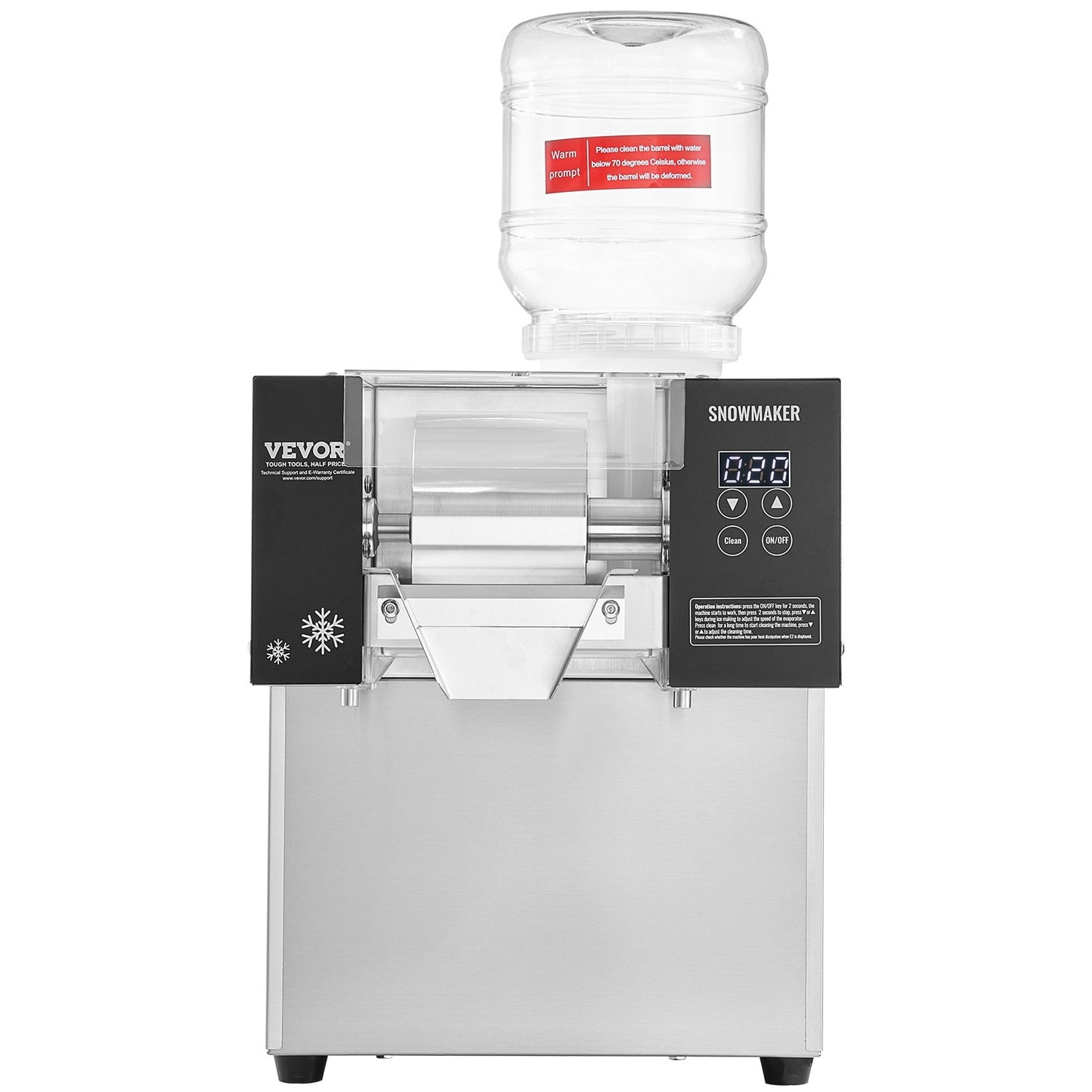 Handelsschneeflocken-Eiscreme-Maschine 276LBS/24H Edelstahl für Eiscreme