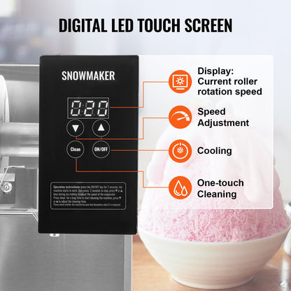 Kommersiell snöflingaismaskin 375LBS/24H rostfritt stål för glass