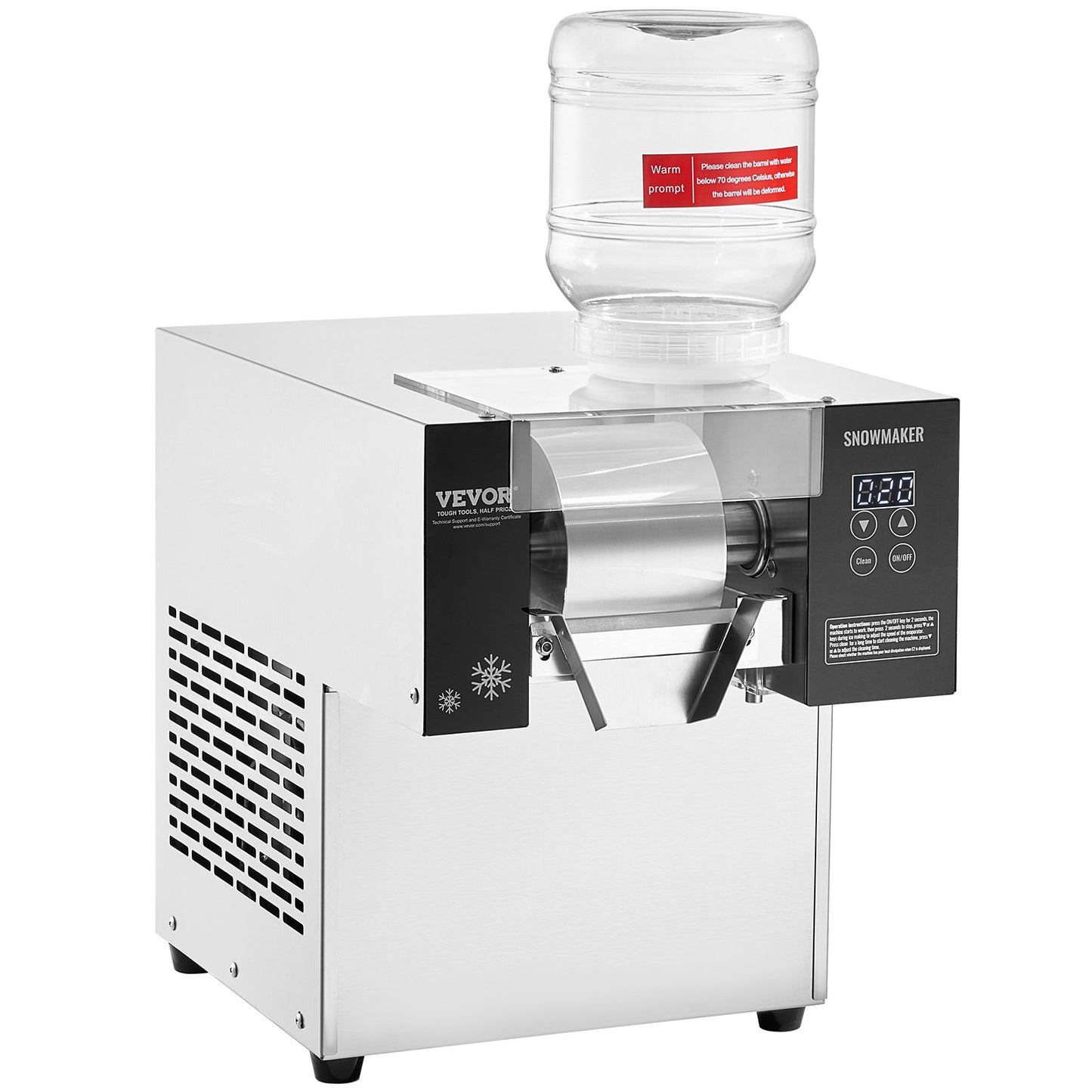 Kommersiell snöflingaismaskin 375LBS/24H rostfritt stål för glass