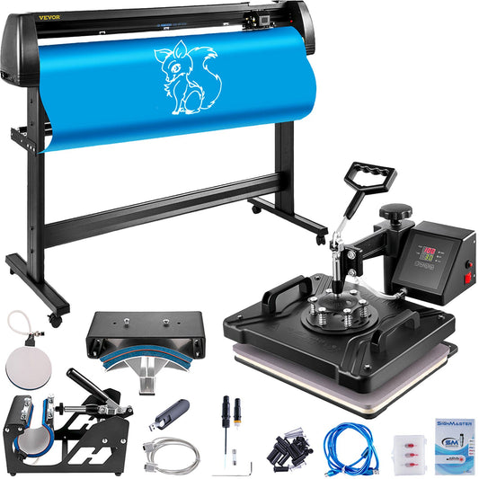 5 In1 Wärme Drücken 12 "x 15" Vinyl Cutter Plotter 53 "Grafiken Drucker Handwerk Cutter