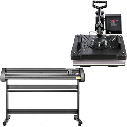 5 In1 Heat Press 12"x15" Vinyl Cutter Plotter 53" Graphics Printer Craft Cutter