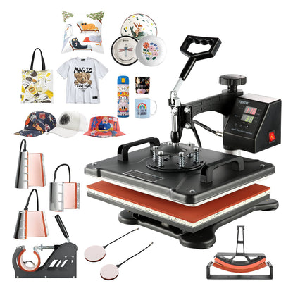 Wärmepresse, 8-in-1-Wärmepresse, 38 x 30 cm, T-Shirt-Presse, Tassendruckmaschine, multifunktionale Wärmeübertragungsmaschine für T-Shirt, Tassen, Hüte, Platten, Sublimationsdruck