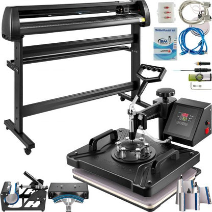 8 In 1 Heat Press Sublimation Machine & 53" Vinyl Cutter Cutting Plotter