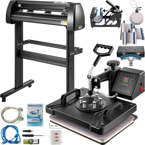8 In 1 Heat Press Sublimation Machine & 28" Vinyl Cutter Cutting Plotter
