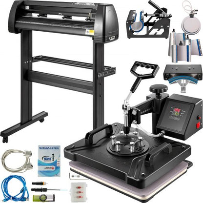 8 In 1 Heat Press Sublimation Machine & 28" Vinyl Cutter Cutting Plotter
