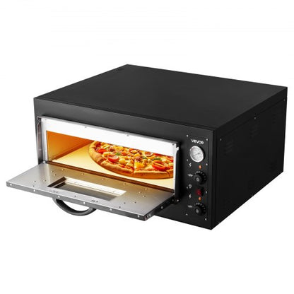 Pizza Oven Electric, 24" Commercial Countertop Pizza Oven, 842°F Max Temp, 4200W Indoor Pizza Maker with Thermometer, Dual Temp Control Knob, Even Heat Pizza Cooker for Restaurant and Home Use