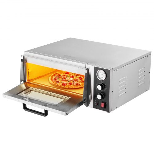 Electric Pizza Oven, 18-Inch Commercial Pizza Ovens, 842°F Max Temp, 1740W Large Pizza Oven Countertop with Temp & Time Control, Built in Thermometer Indoor Pizza Maker for Restaurant Home Use