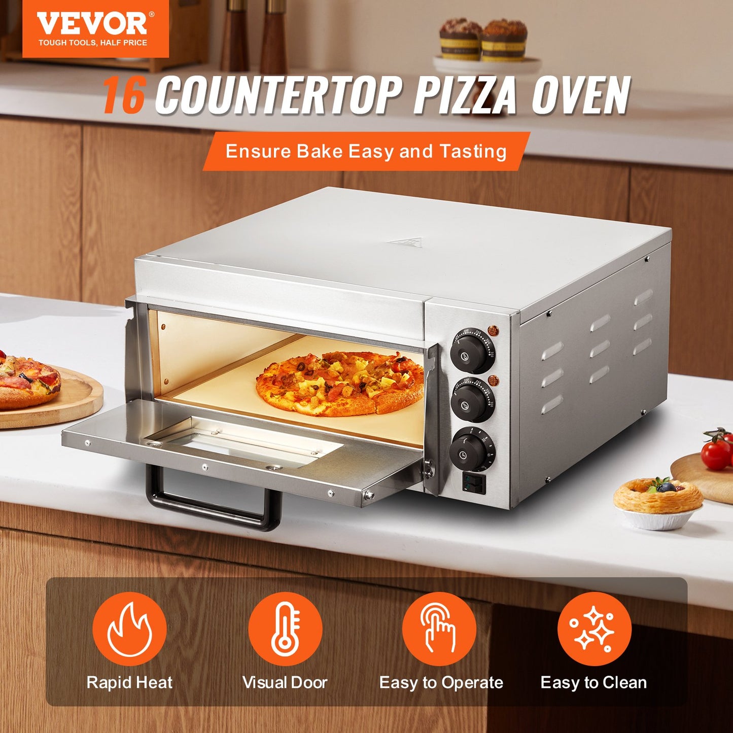 Commercial Pizza Oven Electric Pizza Oven for 16" Pizza Indoor