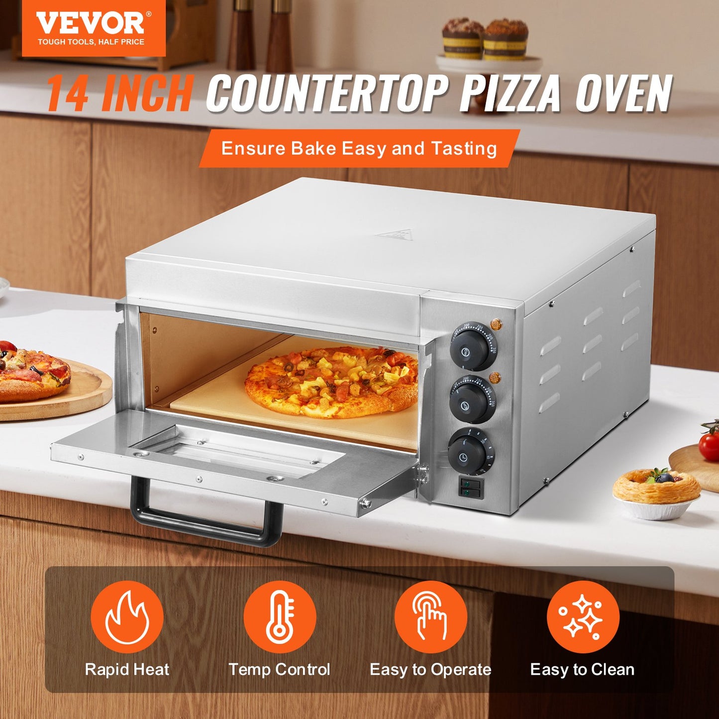 Commercial Countertop Pizza Oven Electric Pizza Oven for 14" Pizza Indoor