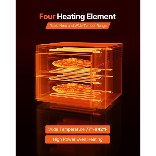 elektrisk pizzaugn, 45 cm dubbeldäckad kommersiell bänkpizzaugn, maxtemperatur 290°C, inomhuspizzamaskin med termometer, oberoende övre och nedre temperaturkontroll och timer för hemmarestaurang |  EU