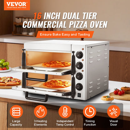 Commercial Countertop Pizza Oven Electric Pizza Oven for 16" Pizza Indoor