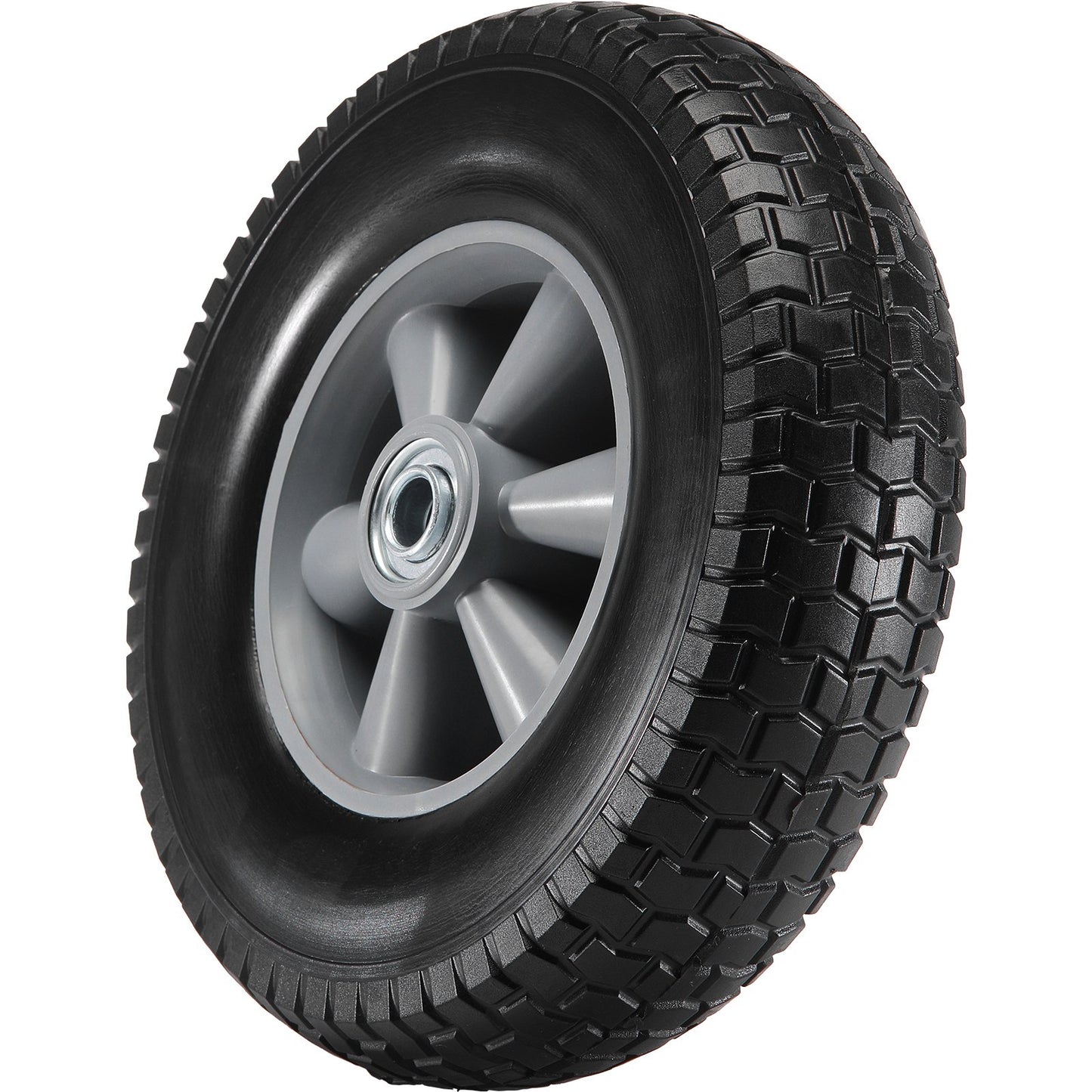 Solid PU Run-Flat Tire Wheels, 10", 2-Pack, 180 lbs Dynamic Load, 220 lbs Static Load, Flat-Free Tubeless Tires and Wheels for Hand Truck, Utility Cart, Dollies, Garden Trailers, Various Carts