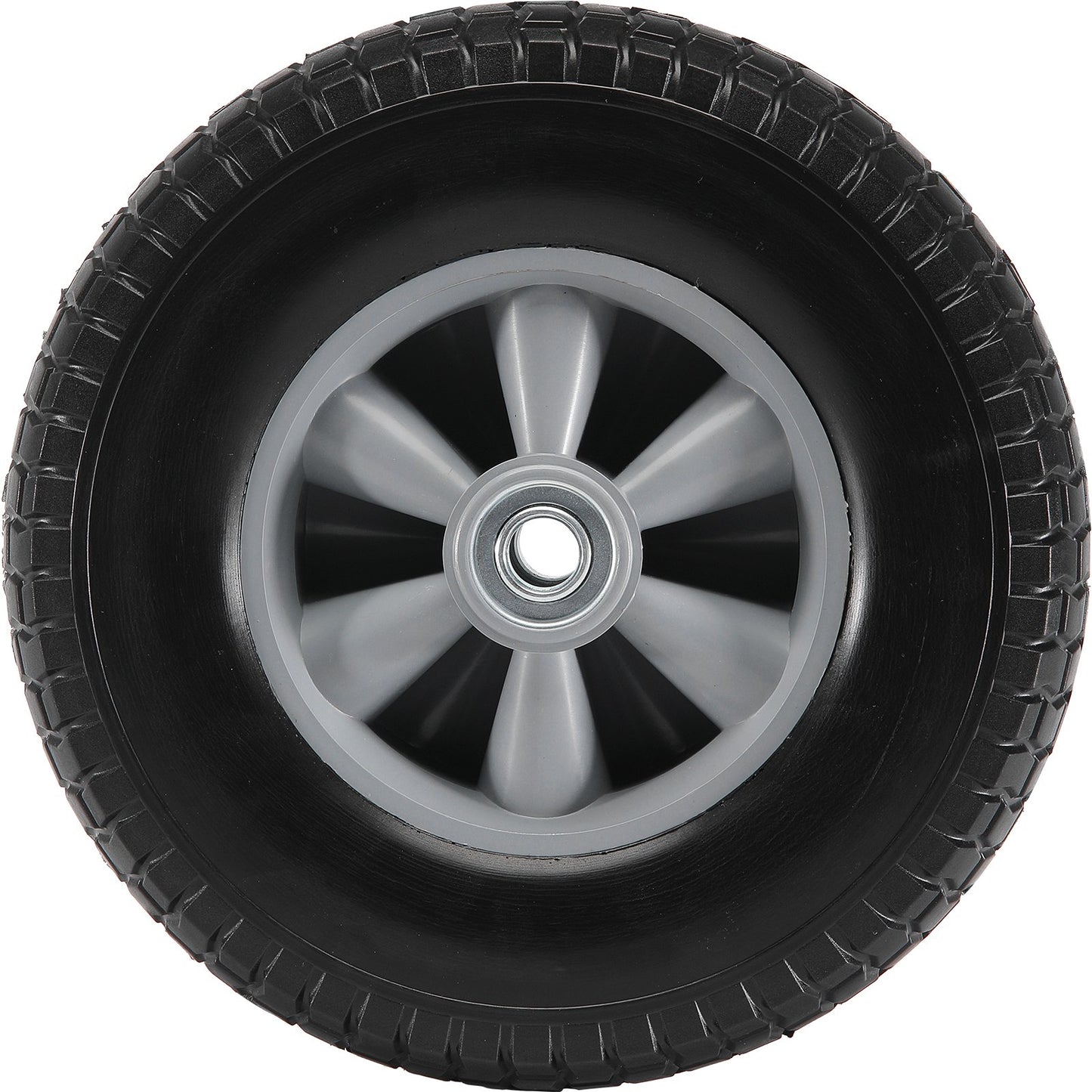Solid PU Run-Flat Tire Wheels, 10", 2-Pack, 180 lbs Dynamic Load, 220 lbs Static Load, Flat-Free Tubeless Tires and Wheels for Hand Truck, Utility Cart, Dollies, Garden Trailers, Various Carts