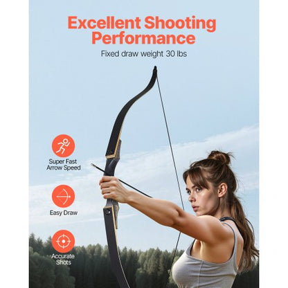 60 Inch Takedown Recurve Bow Wooden Bow Arrows Kit Hunting Practice 13.6kg