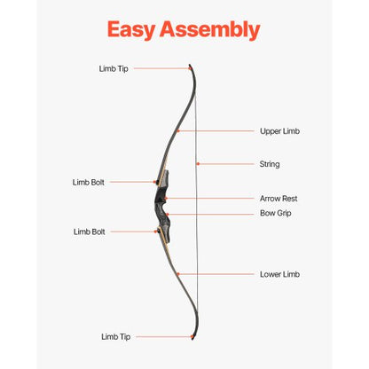 60 Inch Takedown Recurve Bow Wooden Bow Arrows Kit Hunting Practice 13.6kg