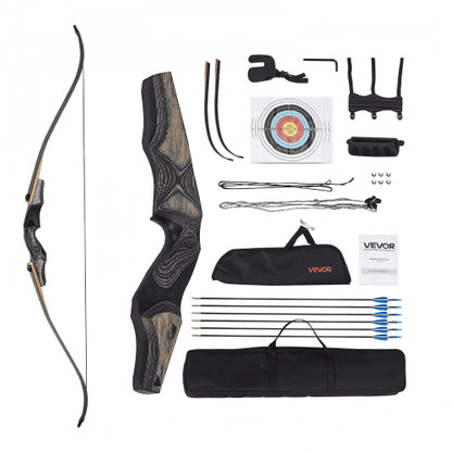 60 Inch Takedown Recurve Bow Wooden Bow Arrows Kit Hunting Practice 13.6kg