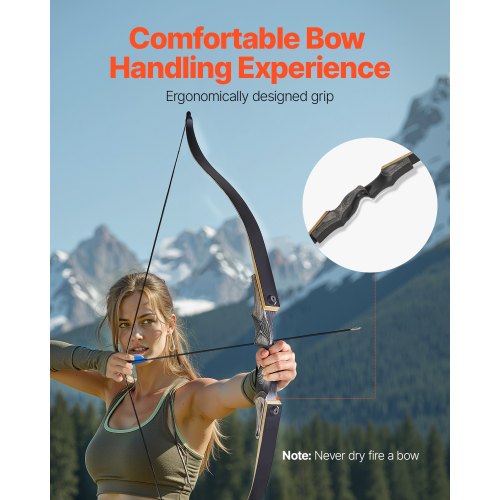 60 Inch Takedown Recurve Bow Wooden Bow Arrows Kit Hunting Practice 14.5kg