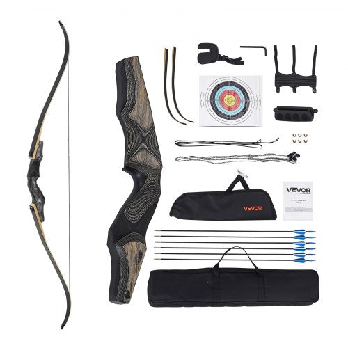 60 Inch Takedown Recurve Bow Wooden Bow Arrows Kit Hunting Practice 50 lbs