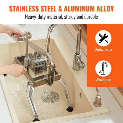 Commercial Vegetable Cutter, 1/4 and 1/2 Inch Tomato Cutter, Stainless Steel and Aluminum Alloy Vegetable Cutter, Manual Tomato Cutter with Non-Slip Feet, for Tomatoes, Onions, Potatoes