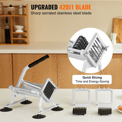 Commercial Vegetable Slicer, 1/4"+3/8"+1/2" Fruit Slicer, Stainless Steel and Aluminum Alloy Vegetable Cutter Slicer Machine, Manual Slicer with Non-slip Feet, for Radishes, Onions, Potatoes