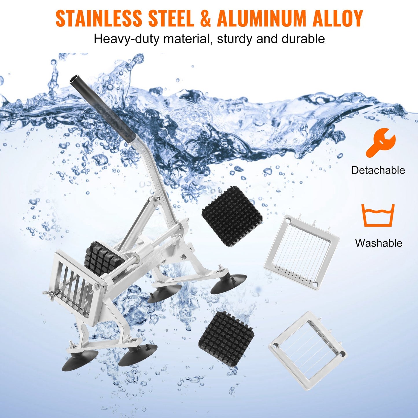 Kommerzieller Gemüseschneider, 1/4"+3/8"+1/2" Obstschneider, Gemüseschneider aus Edelstahl und Aluminiumlegierung, manuelle Schneidemaschine mit rutschfesten Füßen, für Radieschen, Zwiebeln, Kartoffeln