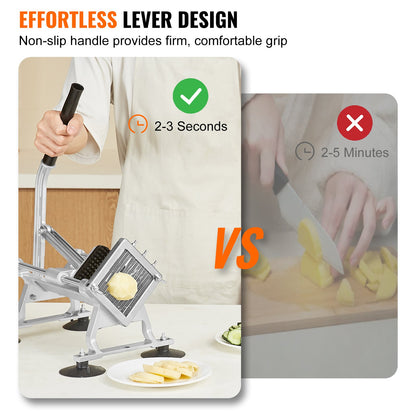 Commercial Vegetable Cutter, 1/4 Inch Fruit Cutter, Stainless Steel and Aluminum Alloy Vegetable Cutter, Manual Cutting Machine with Non-Slip Feet, for Radishes, Onions, Potatoes, Lemons