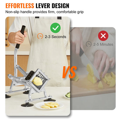 Commercial Vegetable Cutter, 1/2 Inch Fruit Cutter, Stainless Steel and Aluminum Alloy Vegetable Cutter, Manual Cutter with Non-Slip Feet, for Radishes, Onions, Potatoes, Lemons