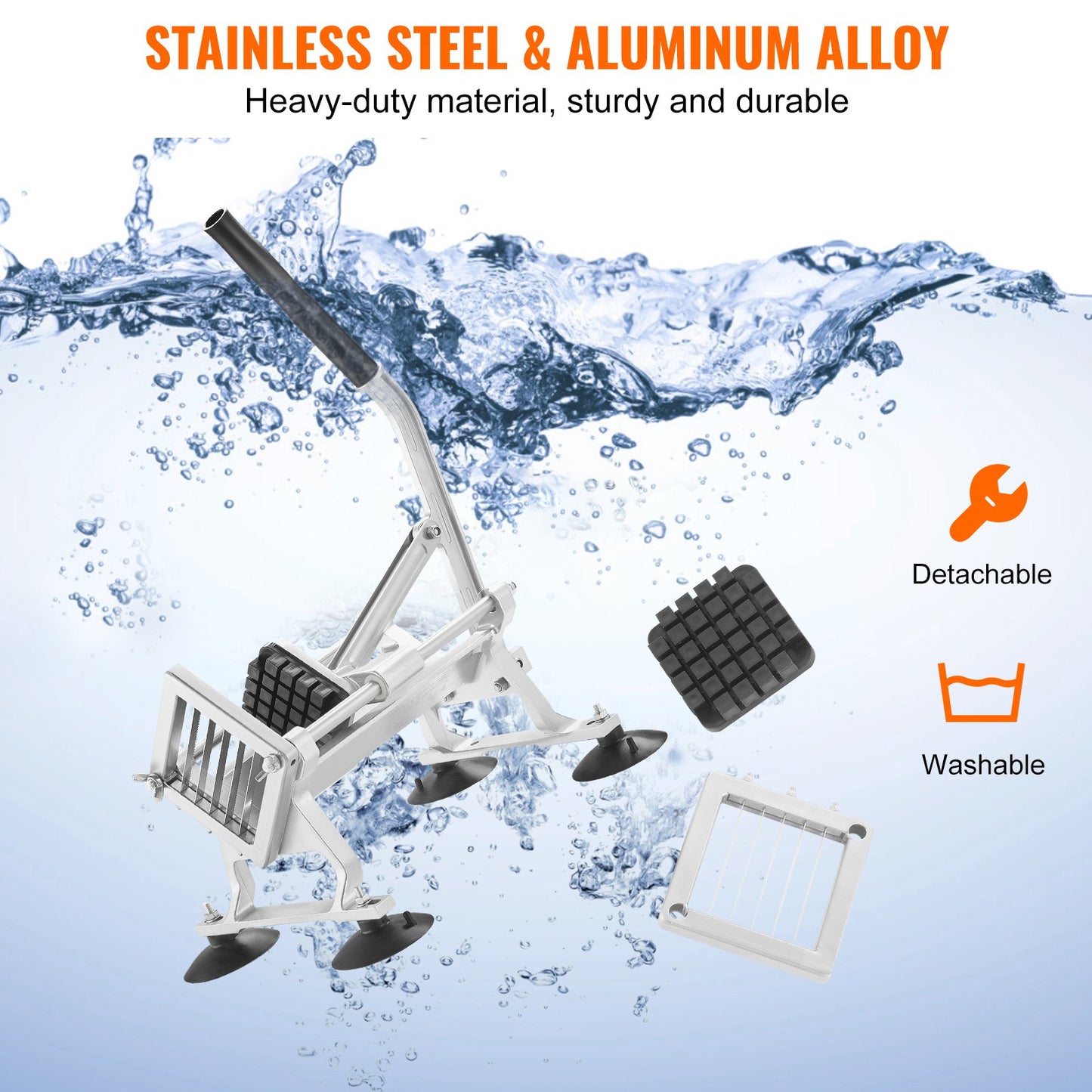 Commercial Vegetable Cutter, 1/2 Inch Fruit Cutter, Stainless Steel and Aluminum Alloy Vegetable Cutter, Manual Cutter with Non-Slip Feet, for Radishes, Onions, Potatoes, Lemons