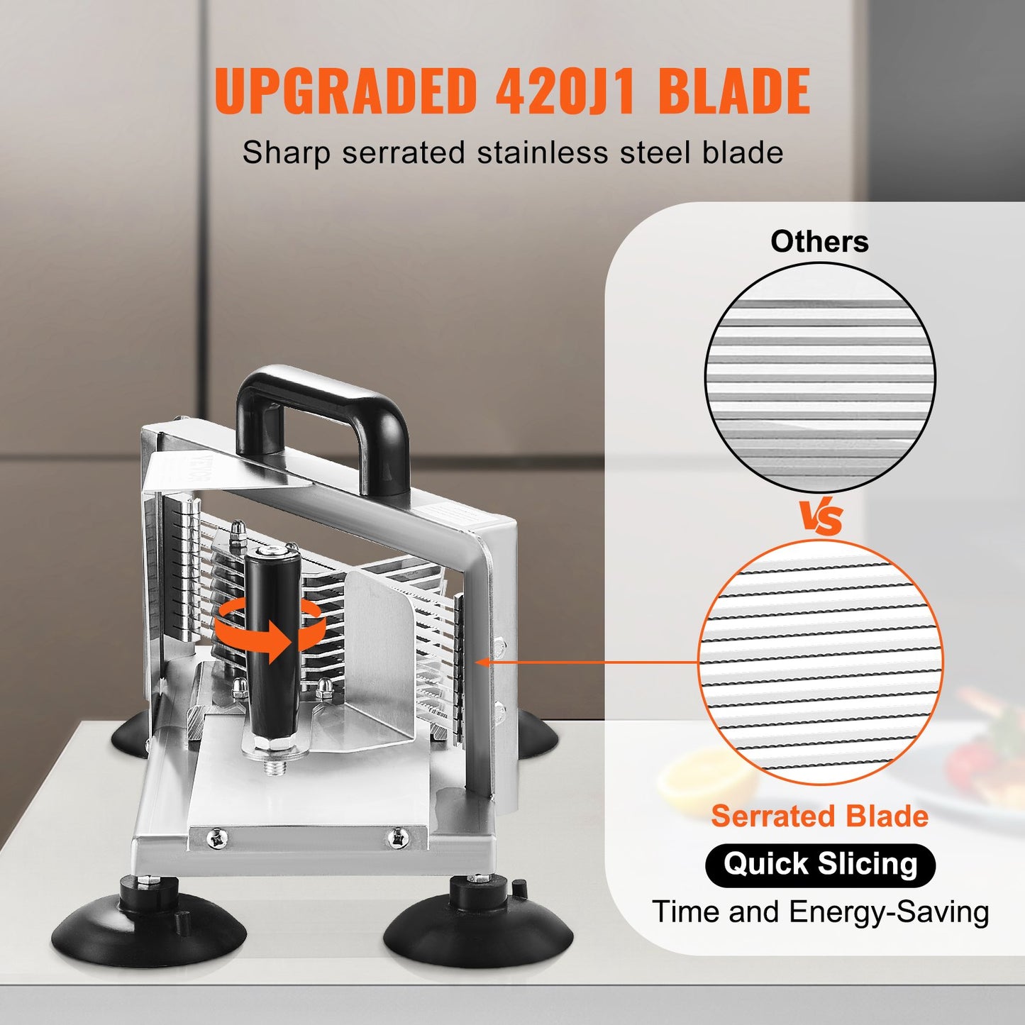 Commercial Tomato Slicer, 1/4 inch Tomato Cutter Slicer, Stainless Steel Heavy Duty Tomato Slicer Machine, Manual Tomato Slicer with Non-slip Feet, for Cutting Tomatoes, Cucumbers, Bananas