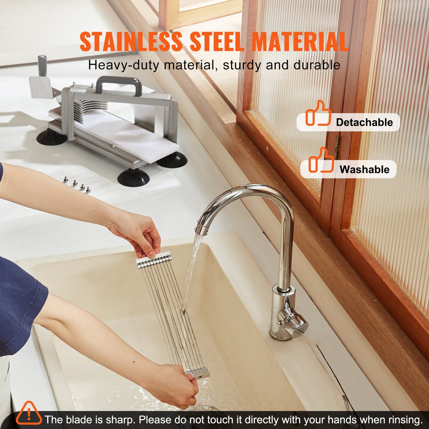 Commercial Tomato Slicer, 1/4 Inch Tomato Slicer, Stainless Steel Heavy Duty Tomato Slicer, Manual Tomato Slicer with Non-Slip Feet, for Cutting Tomatoes, Cucumbers, Bananas