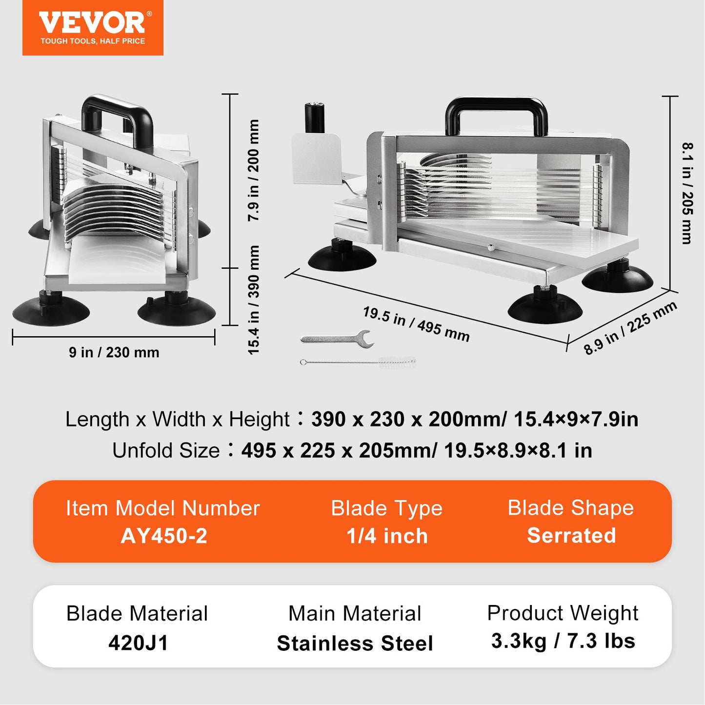 Commercial Tomato Slicer, 1/4 Inch Tomato Slicer, Stainless Steel Heavy Duty Tomato Slicer, Manual Tomato Slicer with Non-Slip Feet, for Cutting Tomatoes, Cucumbers, Bananas