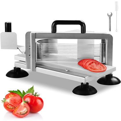 Commercial Tomato Slicer, 3/16 Inch Tomato Slicer, Stainless Steel Heavy Duty Tomato Slicer, Manual Tomato Slicer with Non-Slip Feet, for Cutting Tomatoes, Cucumbers, Bananas