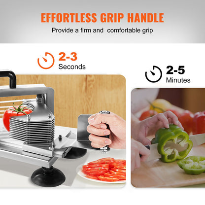 Commercial Tomato Slicer, 3/8 inch Tomato Cutter Slicer, Stainless Steel Heavy Duty Tomato Slicer Machine, Manual Tomato Slicer with Non-slip Feet, for Cutting Tomatoes, Cucumbers, Bananas