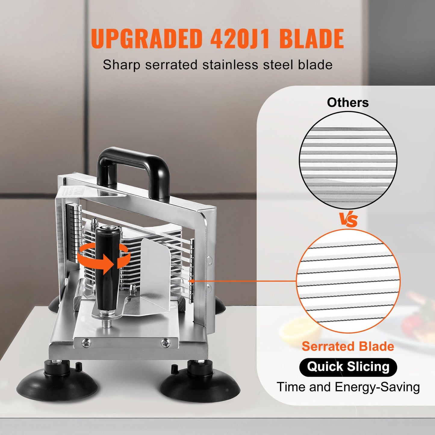 Commercial Tomato Slicer, 3/8 inch Tomato Cutter Slicer, Stainless Steel Heavy Duty Tomato Slicer Machine, Manual Tomato Slicer with Non-slip Feet, for Cutting Tomatoes, Cucumbers, Bananas