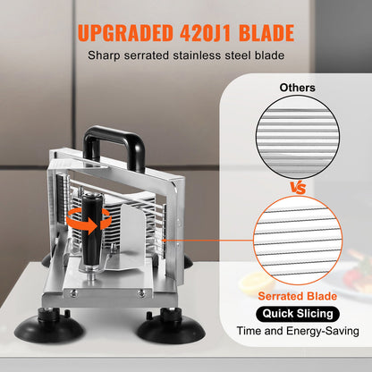 Commercial Tomato Slicer, 3/8 inch Tomato Cutter Slicer, Stainless Steel Heavy Duty Tomato Slicer Machine, Manual Tomato Slicer with Non-slip Feet, for Cutting Tomatoes, Cucumbers, Bananas